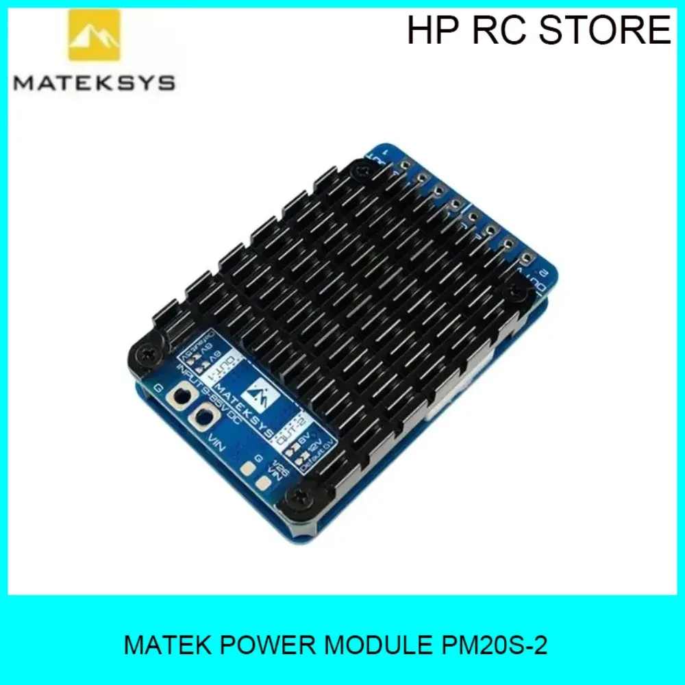 

Matek PM20S-2 Power Module, 9-85V Input Dual Step-Down Regulators 5.3-12.2V 15A, 1K:25K Divider for FPV Drone