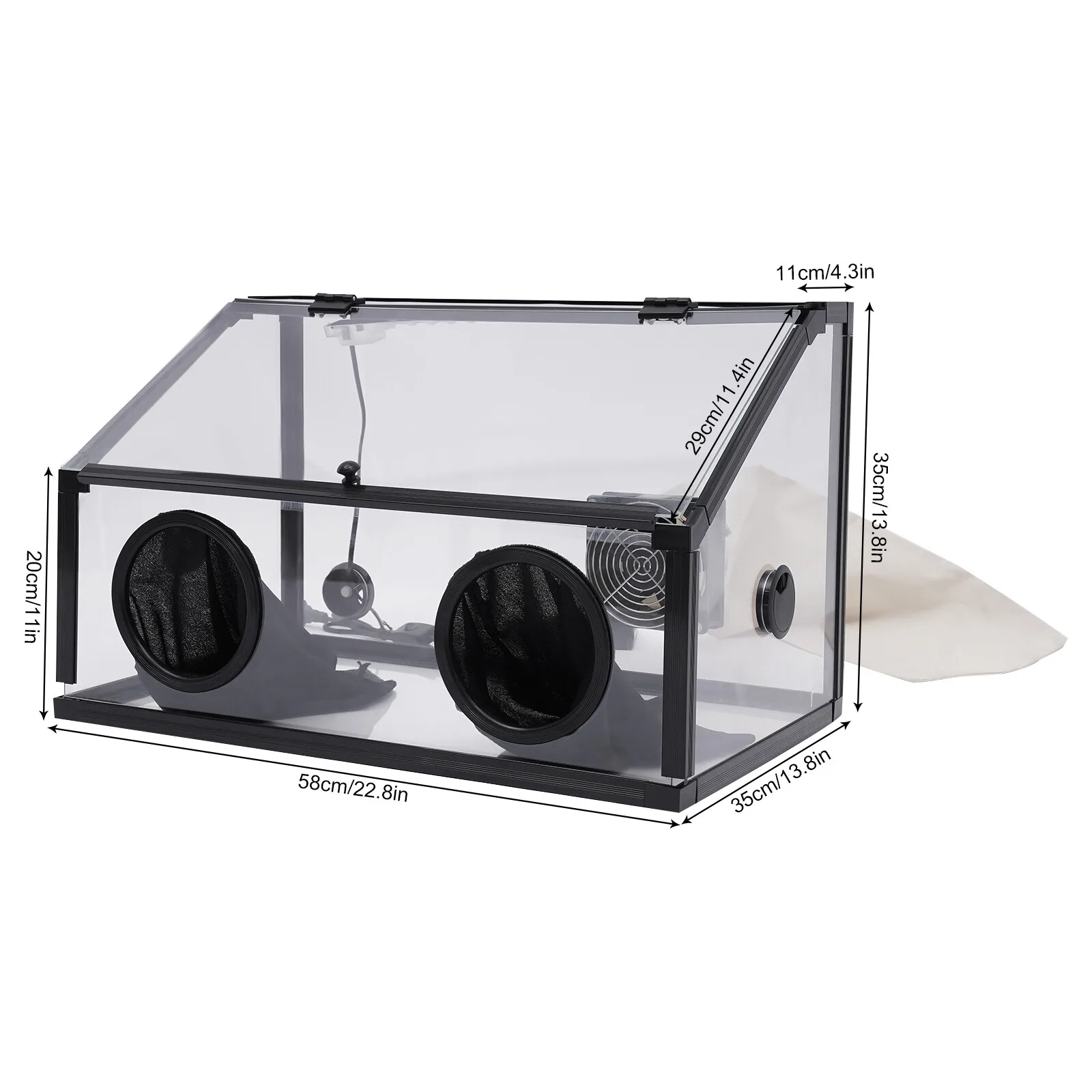 Fully Enclosed Electric Grinding Table Polisher Dust Box Acrylic Cover+LED Light