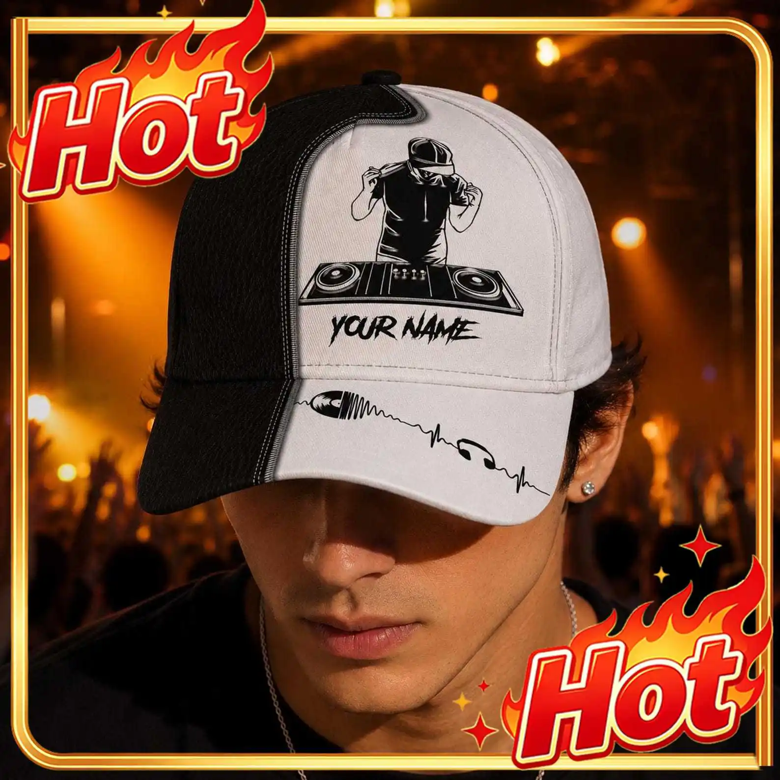 Custom Personalized DJ Hat With Custom Name, DJ Snapback Cap, Disc Jockey Gift, DJ Mixer Controller Hat For Music Lovers