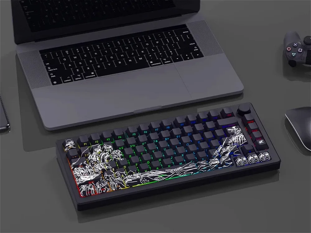 Ukiyo-e black keycap Original highly sublimated customized keycap set Suitable for HI75 hi8 68 84 87 96 104