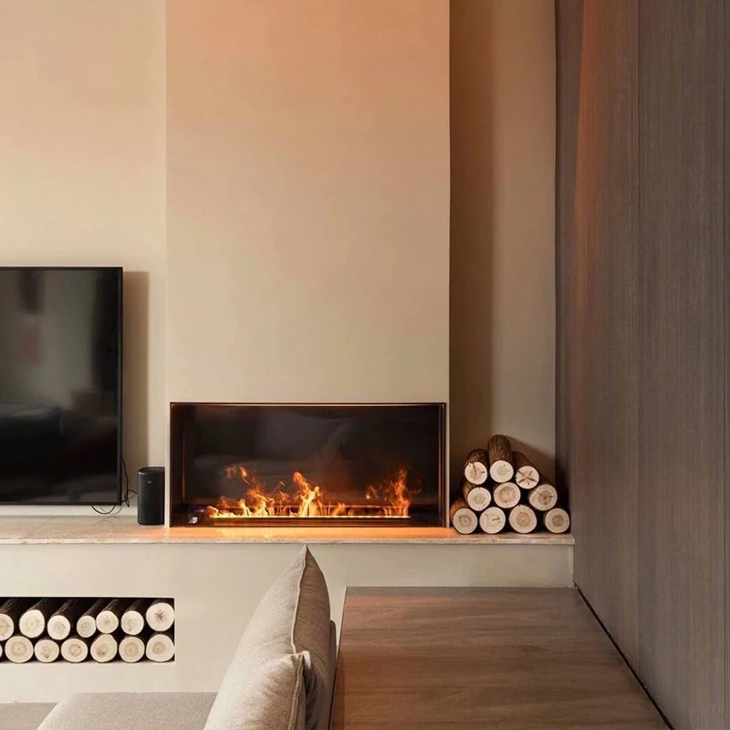 統合された電気暖炉,タッチスイッチ,3D炎効果,蒸気装飾シミュレーション