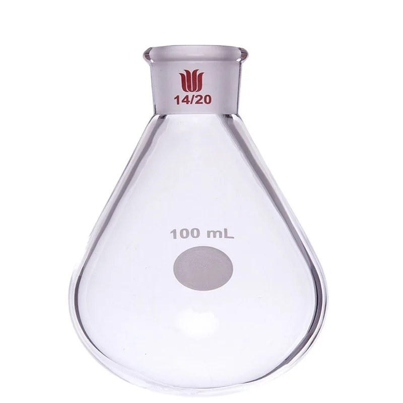 SYNTHWARE Thick walled eggplant shaped bottle, 5mL10mL25mL50mL100mL, High strength, Heavy wall, Borosilicate glass flask, F31