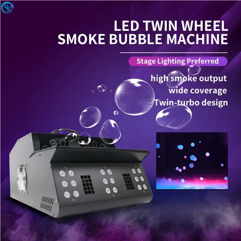 Imagem -02 - Dual Wheel Led Fog Machine Smoke Bubble Machine Dmx512 para Disco de Casamento Equipamento do Partido 1500w 3in 18x3w