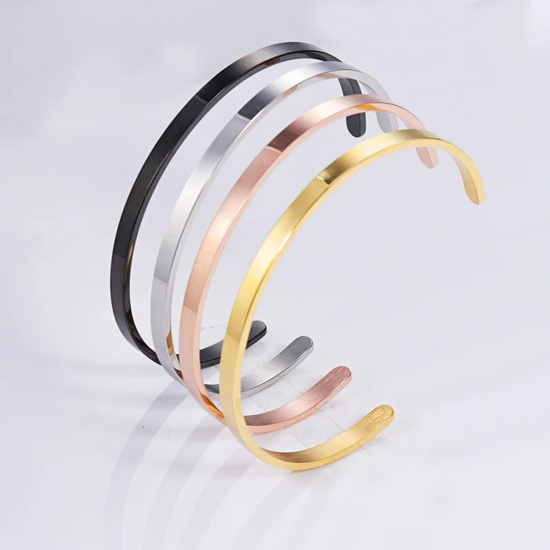 

10Pcs/Lot Stainless Steel C Bangle DIY Engravavle Blank Open Cuff Bangle 1.8mm Thickness 4mm Width Inner Dia 63mm