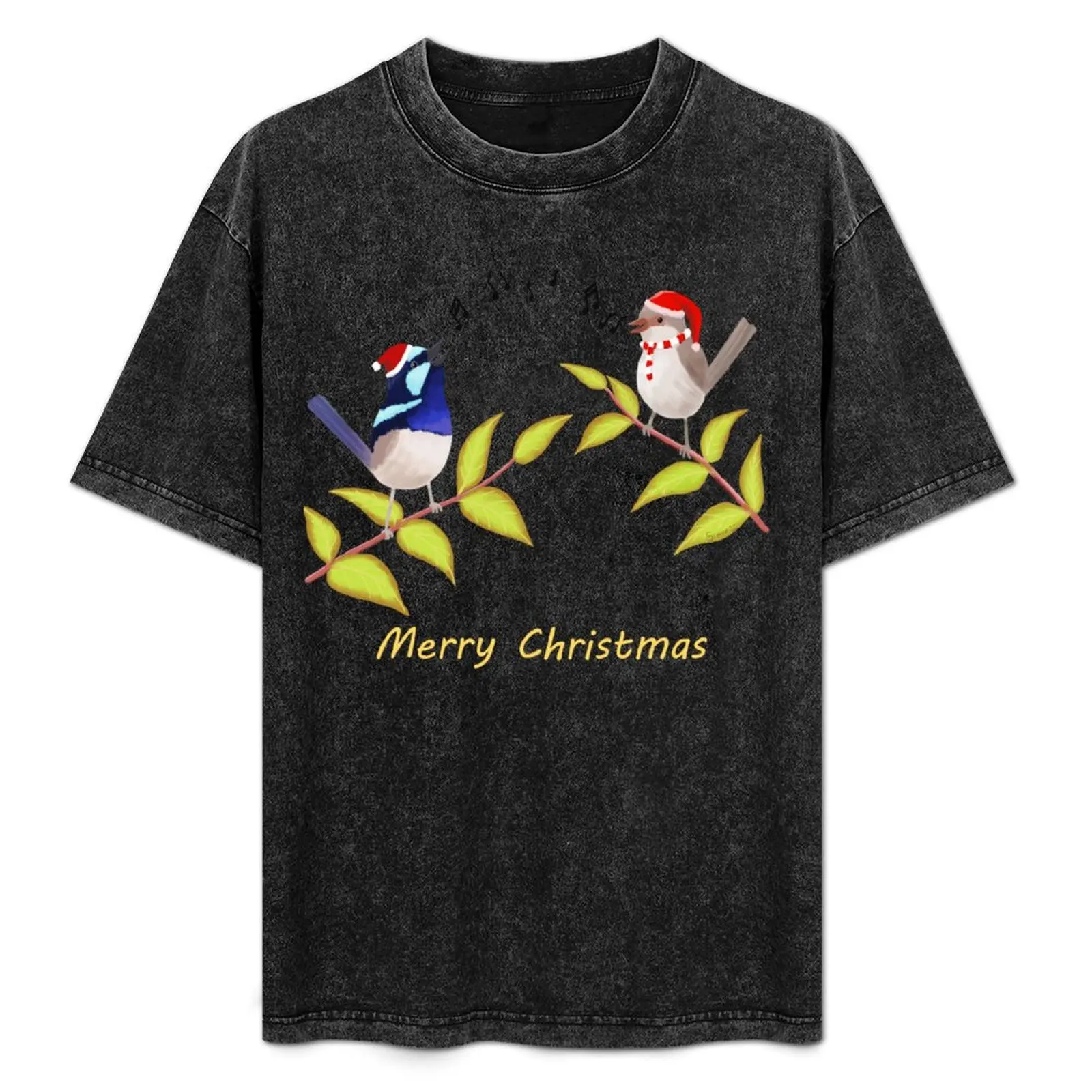 

Australian Cute Blue Wren Christmas Carols T-Shirt shirts graphic plain funny costumes T-shirts man mens t shirts