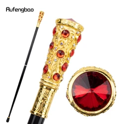 Golden Red Artificial Diamond Walking Cane Fashion Decorative Walking Stick Gentleman Elegant Cosplay Cane Knob Crosier 93cm