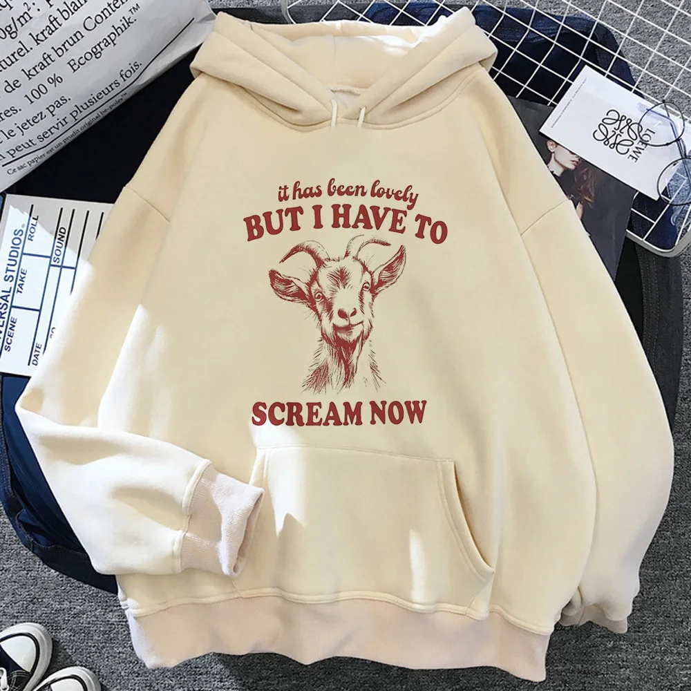 

Screaming Goat hoodie comic pattern modern style elegant anime sweater women hoddie pullover funny athleisure