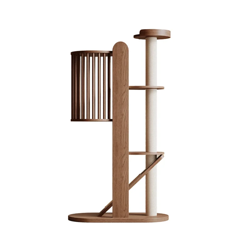 

Solid wood cat climbing frame cat scratching board integrated household walnut color does not occupy a small area
