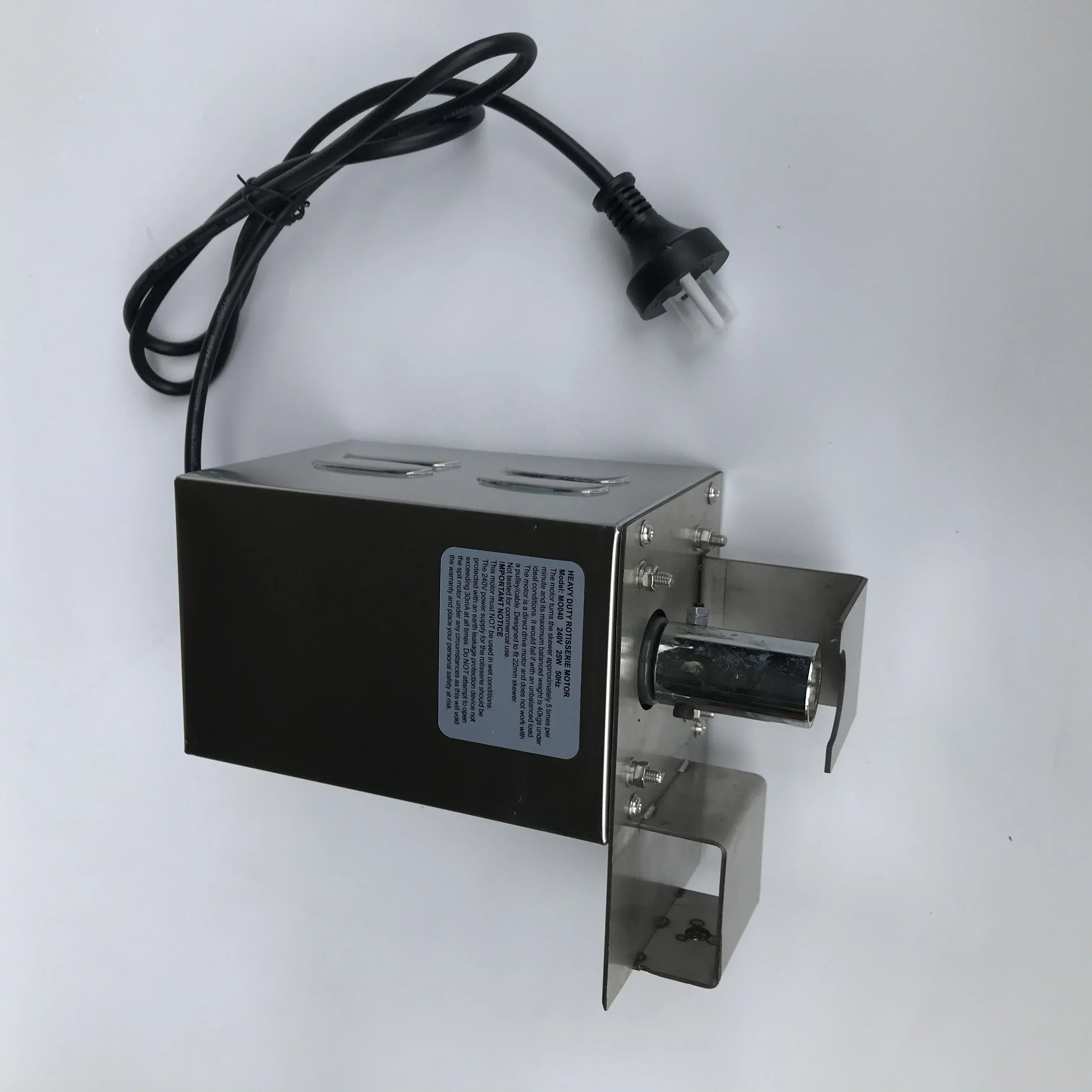 Stainless Steel Lamb Spit Rotisserie Motor Up to 40KG Fitting 22mm Spit Rod