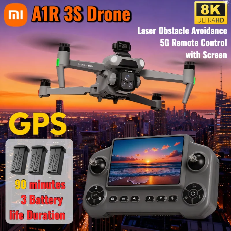 Xiaomi A1R 3S GPS Дрон 8K Профессиональный FPV Бесщеточный Лазерный Предотвращение препятствий Воздушный Оптический Складной Квадрокоптер Мини 4K Дрон