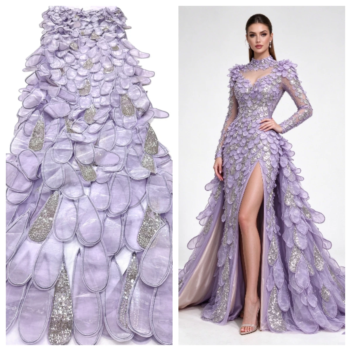 Beautiful Nigerian 3D Flower Lace Fabric 2026 African Beaded Sequins Lace Fabric French Embroidery Tulle Lace Wedding Dress