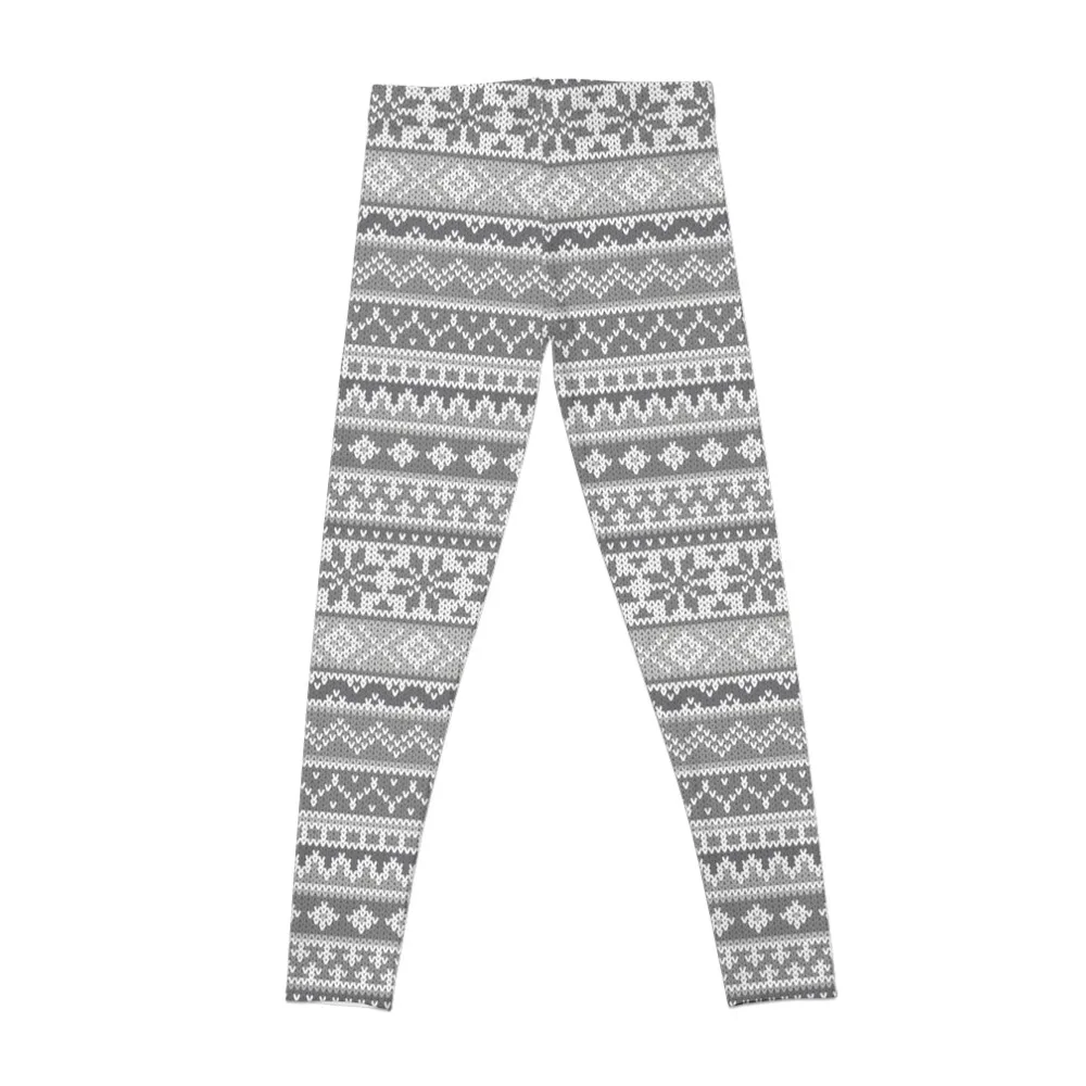 Fair Isle Gray Leggings Women's tights Women's sports pants Womens Leggings