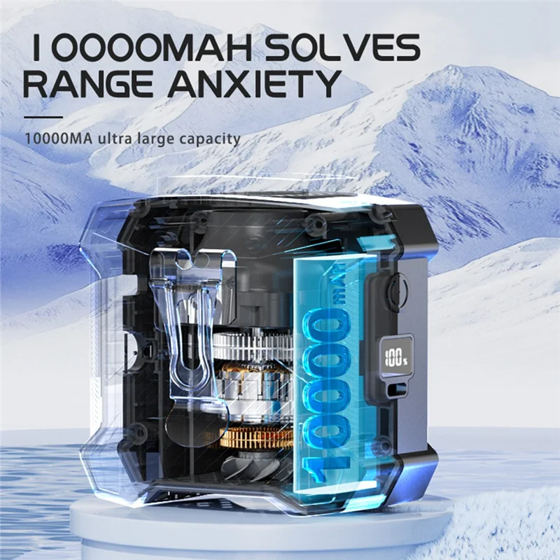 ABJF-Whirlwind مروحة عرض رقمية 5 سرعات عالية السرعة USB شحن مروحة الخصر المثبتة على الرقبة