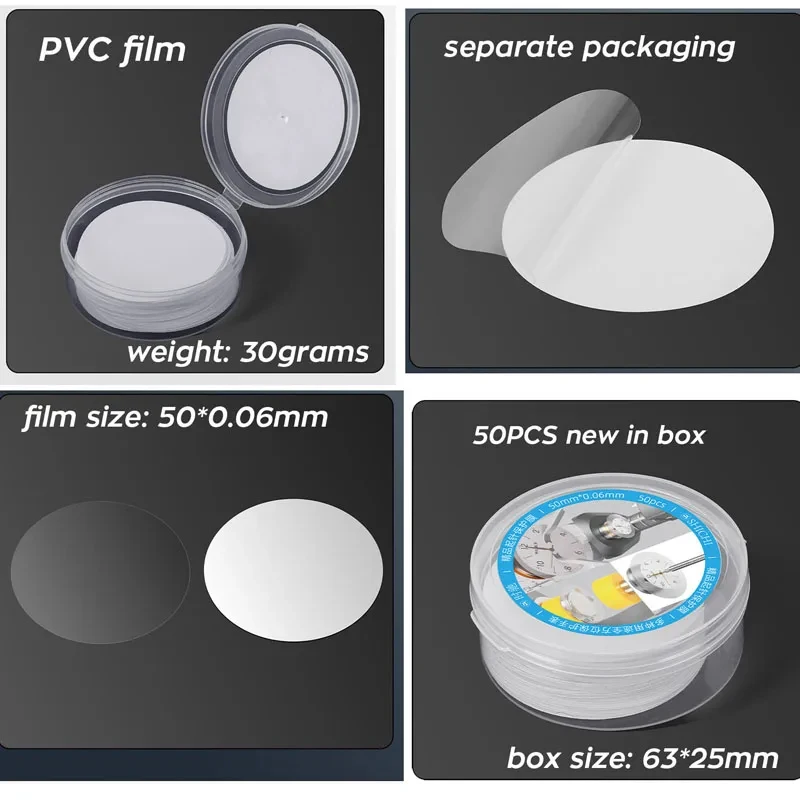 50PCS 50mm quadrante dell'orologio in plastica che protegge il quadrante dell'orologio e la rimozione della lancetta della custodia protezione del cuscinetto posteriore strumento di riparazione dell'orologio per orologiaio