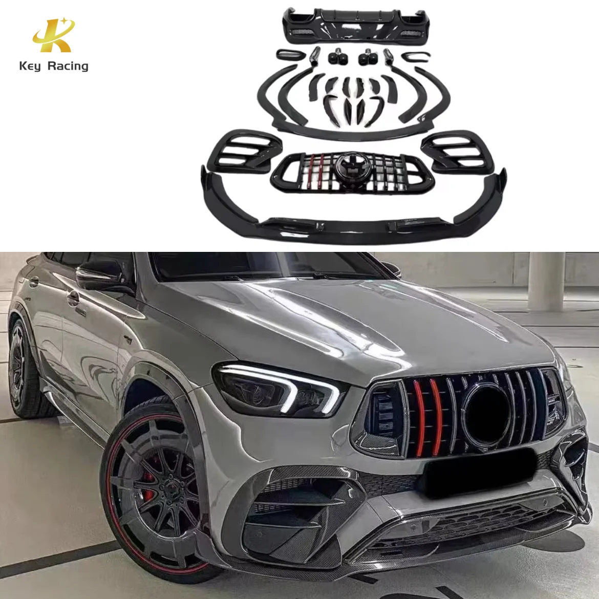 Benz GLE 53 63 Upgrade BS Style Carbon Fiber BodyKit B Style Front Lip Rear Diffuser Spoiler For Mercedes-Benz GLE53 GLE63 Coupe