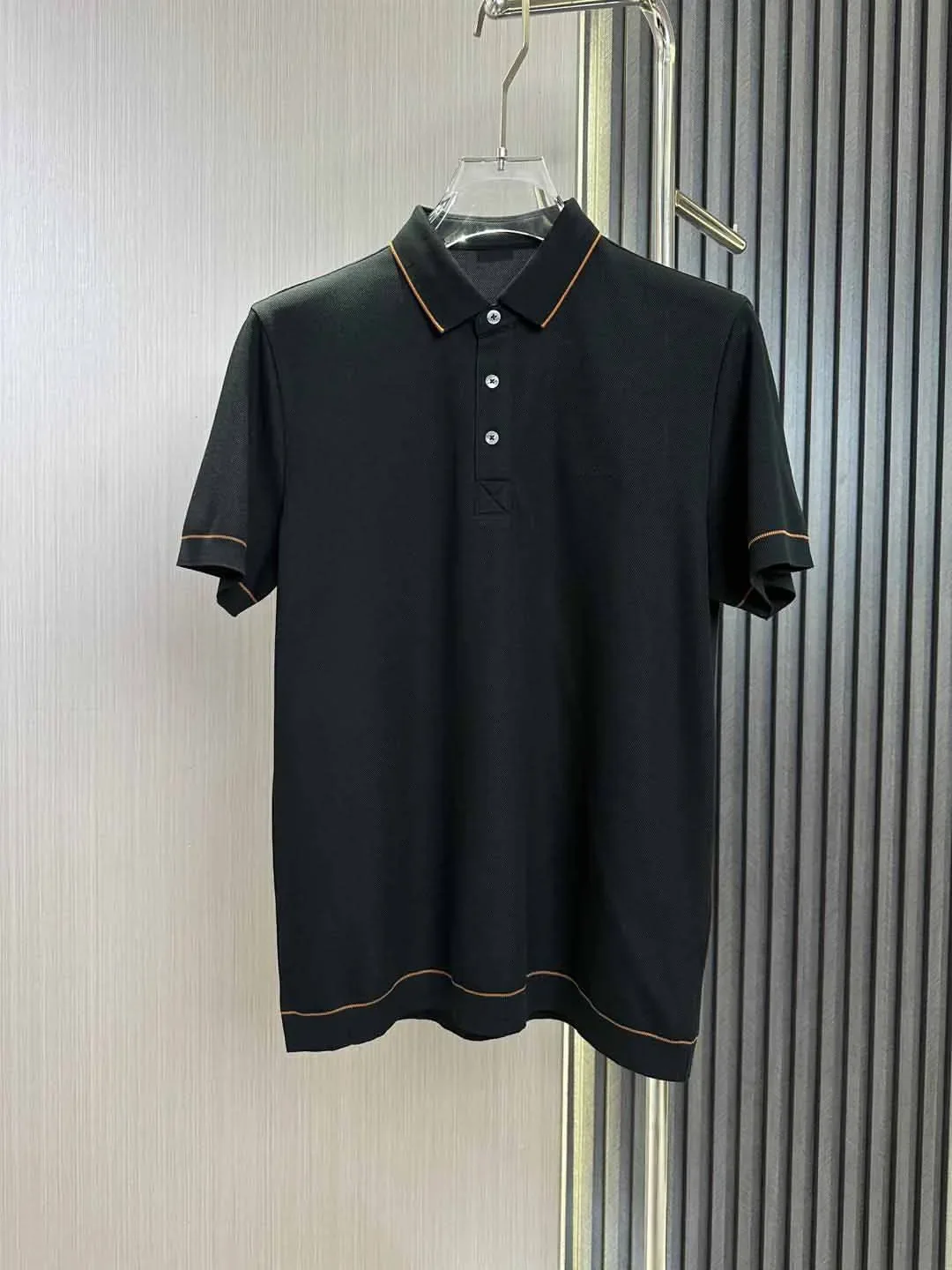 BILLIONAIRE SIJITONGDA Men's Early Spring New Style Collar And Bottom Stripe Paired With A Lapel Short Sleeved T-shirt, Fashion