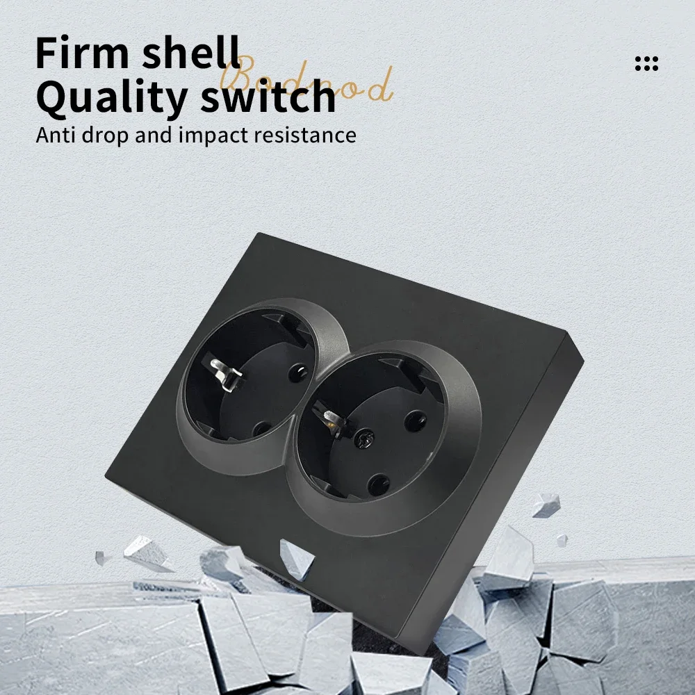 

НОВАЯ черная розетка переменного тока с заземлением, 250 В, стандарт ЕС, для настенного использования, огнестойкое, пластиковое покрытие