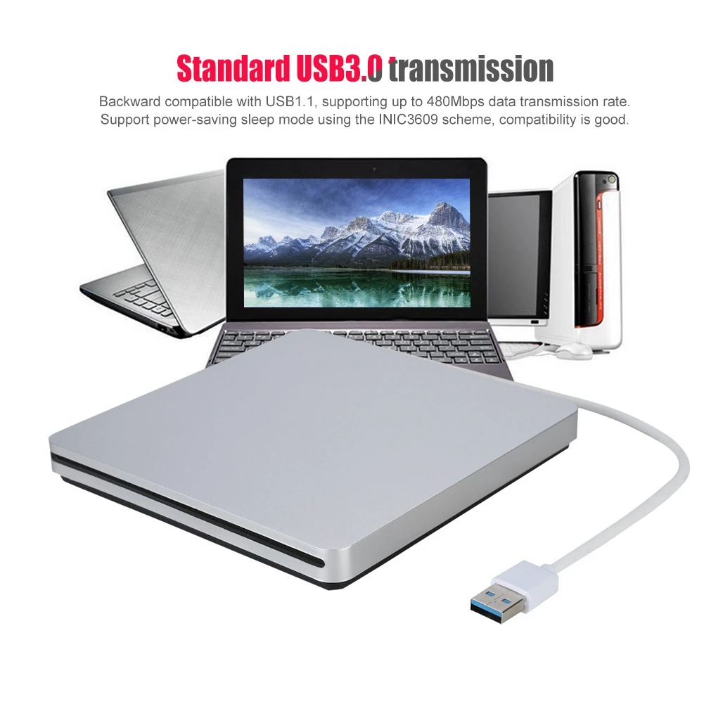 Driver de CD externo DVD externo USB 3.0 Data Slot externo Carga DVD CD Driver para Mac