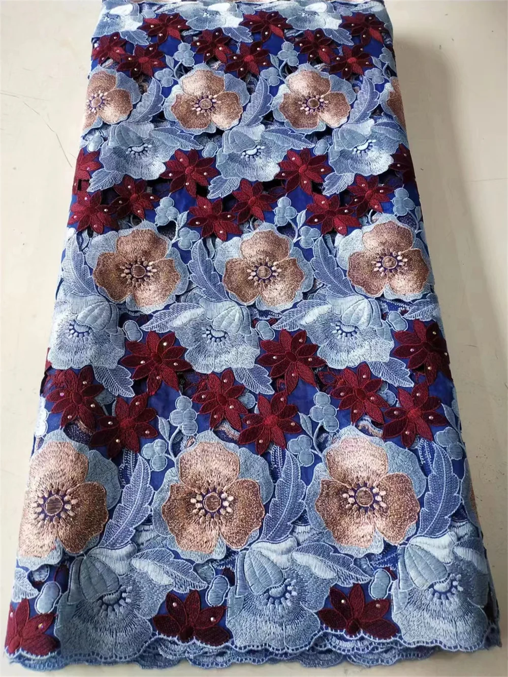 Highest Grade British Handcut Lace Original Austria Organza Soft African Embroidery Lace Fabric for Celebrants Dress Wedding