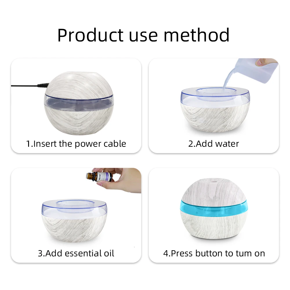 USB Mini humidifiers for home ​​Kids-Friendly Humidifier with 7-Color LED light Aromatherapy Diffuser ​​Ultrasonic cool mist