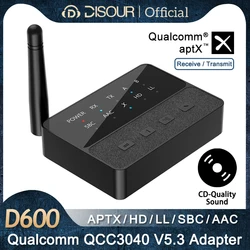 Qualcomm Bluetooth 5.3 aptX/HD/LL Audio Adapter 3.5mm Aux R/L Wireless Stereo Receiver Transmitter Connect two Bluetooth devices