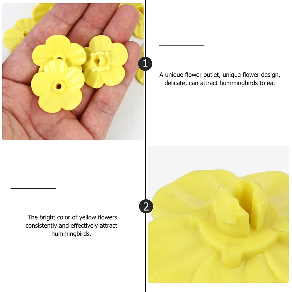 

20pcs Hummingbird Feeder Flowers Yellow Plastic Replacement Bird Water Feeder Accessories Tube Outlets Pet Supplies