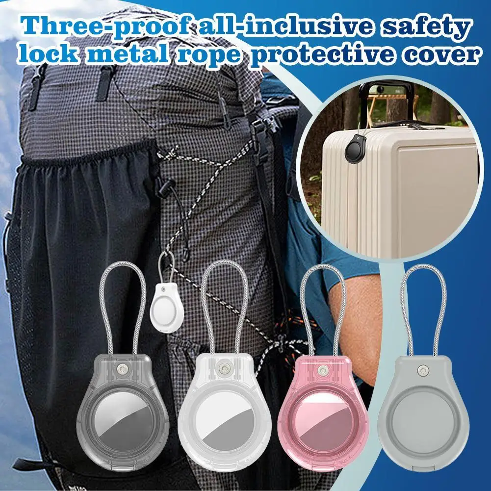 Suitable For AirTag Protective Case, Locator, Anti-lost Device All-inclusive Security Lock, Metal Rope Protective Case