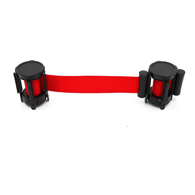 Retractable Mechanism HEAD Wall Mount Stanchion Queue Red Belt Stainless Steel Protective Tape 2M 3M