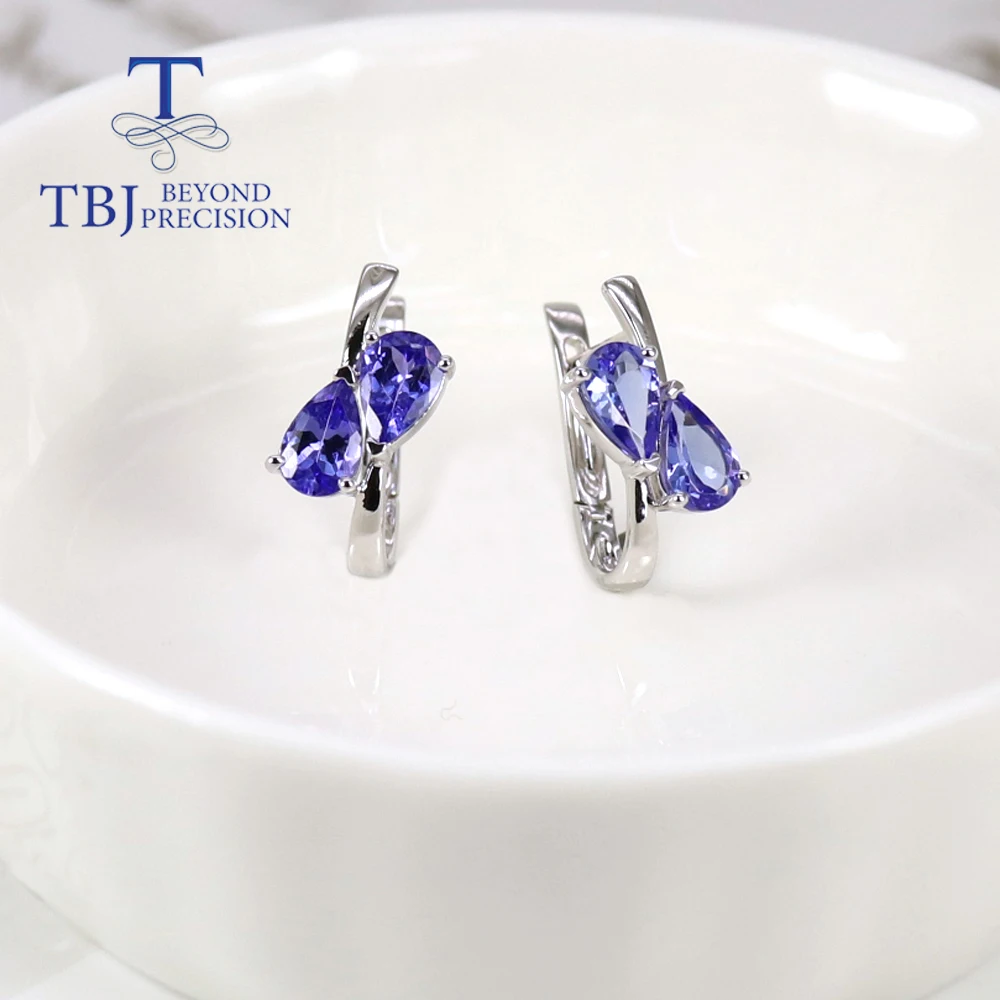 14K white gold earring  natural tanzanite pear 4*6mm 1.5ct gemstone earring 585 white gold fine jewelry for women wife nice gift