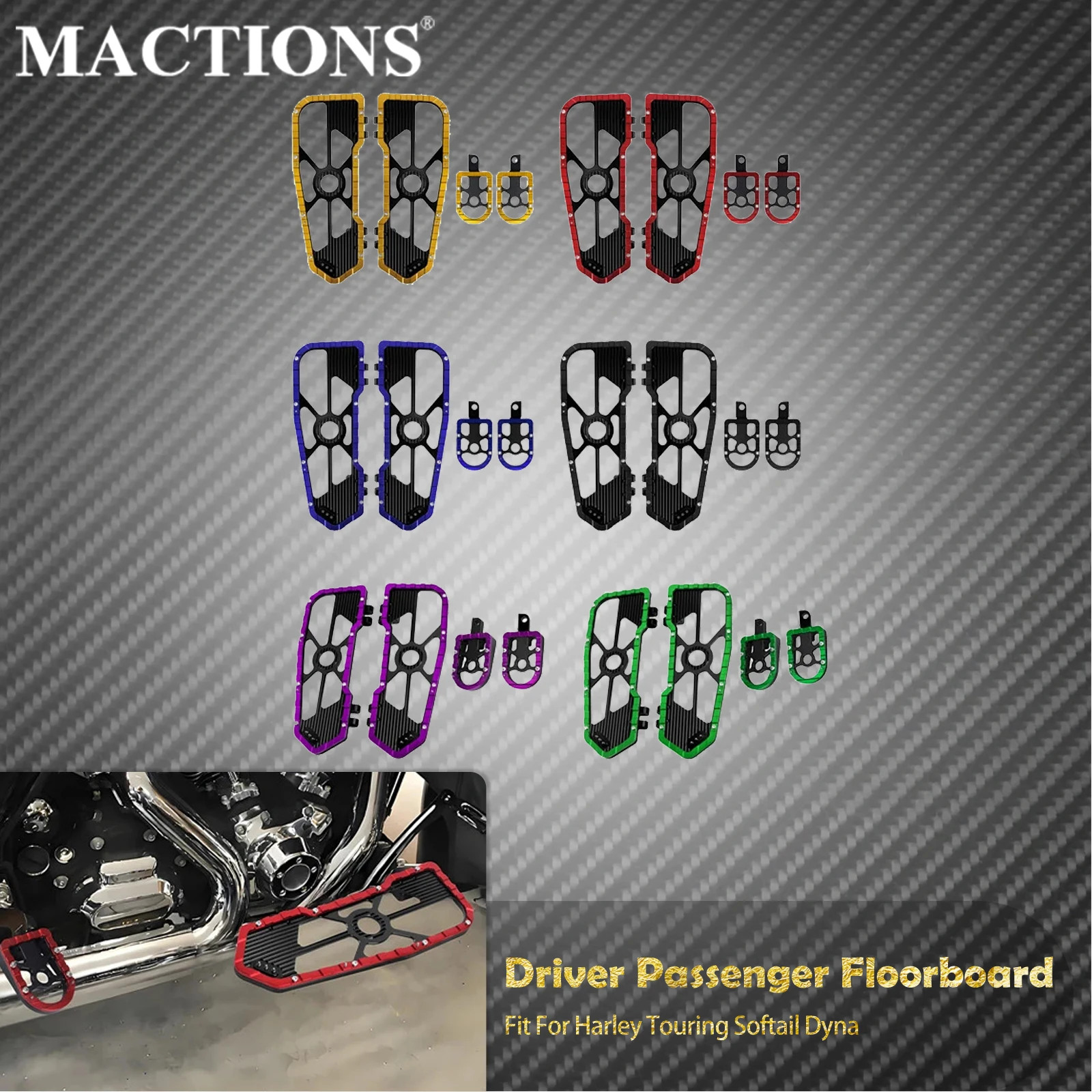 

Motorcycle Driver Floorboards Passenger Footpegs Footrest For Harley Touring Softail Dyna Electra Street Glide Fat Boy FLHR FL