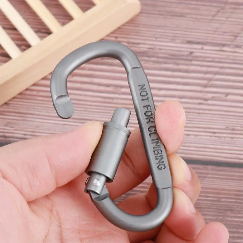 

D Shape Outdoor Tools Metal Camping with Lock Climbing Key Buckle Hook Keyring Carabiner