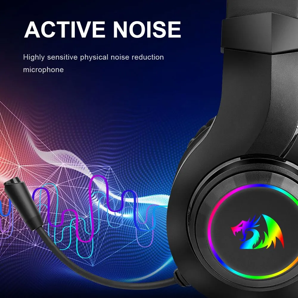 REDRAGON HYLAS H260 cuffie da gioco RGB, 3.5mm Surround Sound Computer PC cuffie auricolari microfono per PS4 Switch Xbox-one