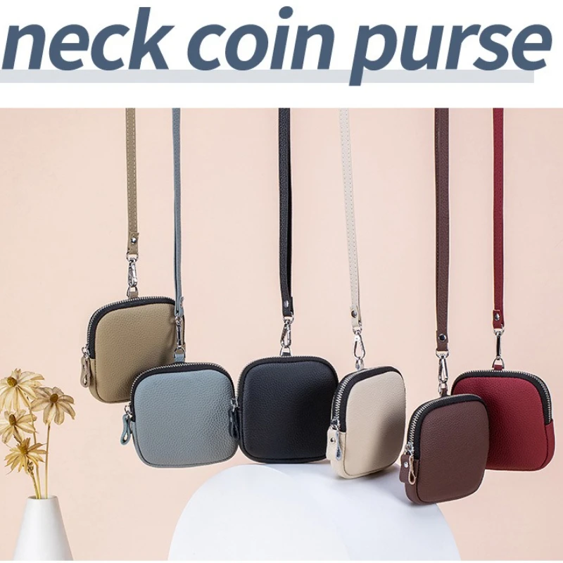 

Маленький кожаный чехол на молнии со шнурком, квадратный карман, кошельки для монет, дорожный органайзер для хранения, чехол для смены губной помады, наушников