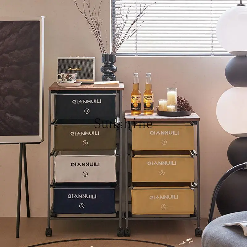 Simple industrial style canvas drawer storage cabinet mobile, home table sorting, shelves