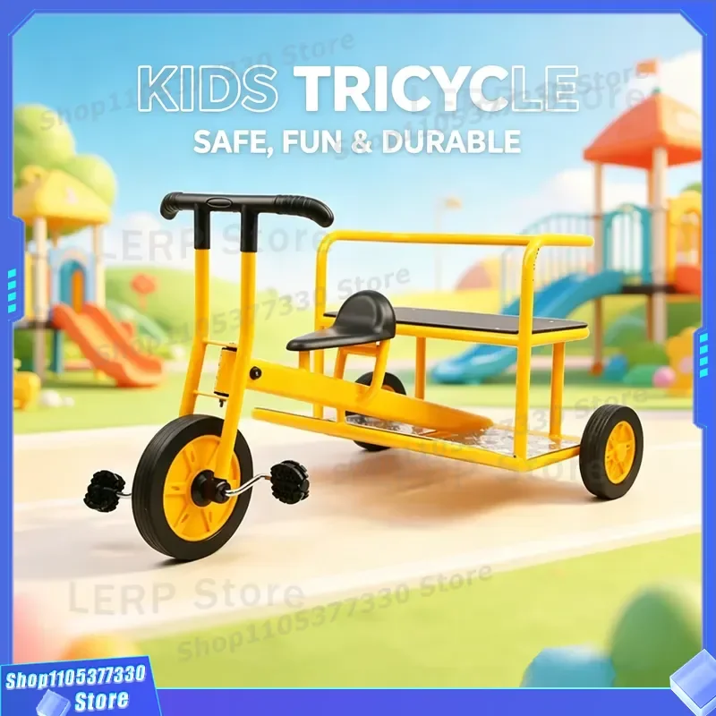 LONGLY Kids Scooter 2 Seater Steel Frame Three Wheel Design Rear Brake System For Indoor Outdoor Play Children Ride On Toy