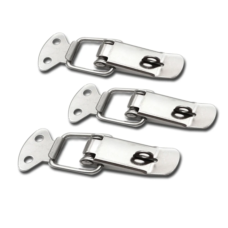 Toggle Hasp Latch Stainless Steel Iron Flat Beak Drawer Latch Lock Box Wooden Case Fixed Clasp Thickened Buckle Lock 106