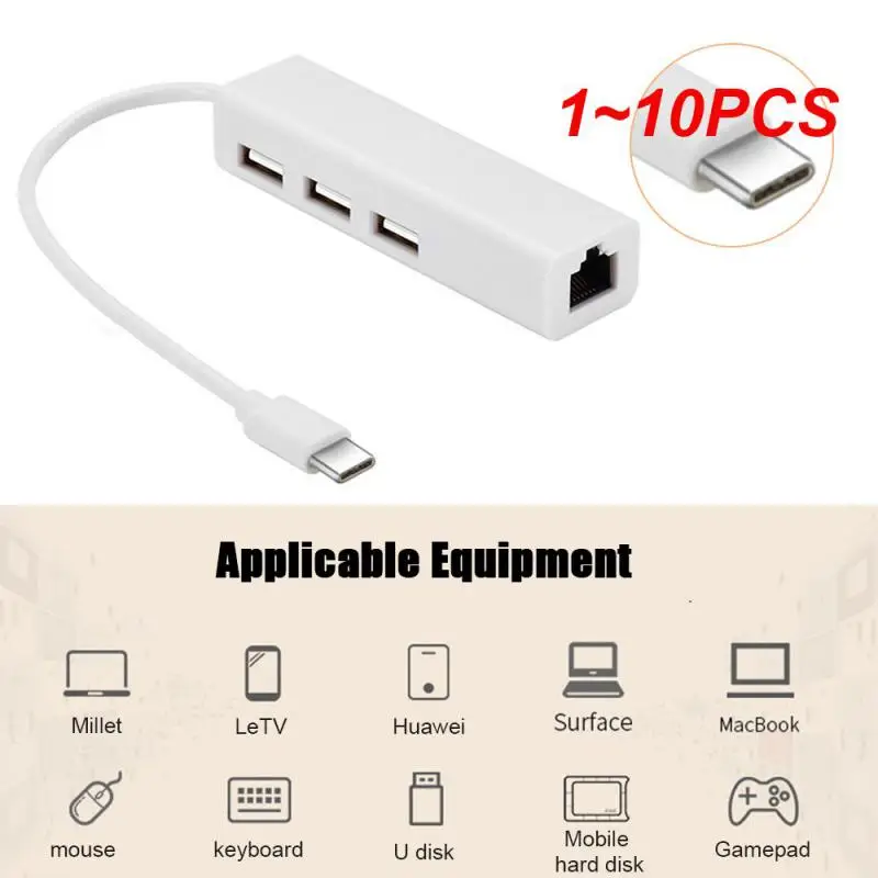 1~10PCS Type C 3.1 USB HUB 3 Ports To RJ45 Ethernet Network LAN Adapter USB2.0 Hub Splitter For Notebook Smartphone PC