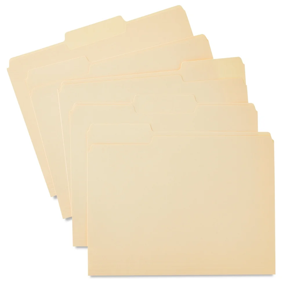 75 Count Letter Size 1/3 Cut File Folders Manila Lightweight Durable Organizers School Office Documents Receipts Customizable
