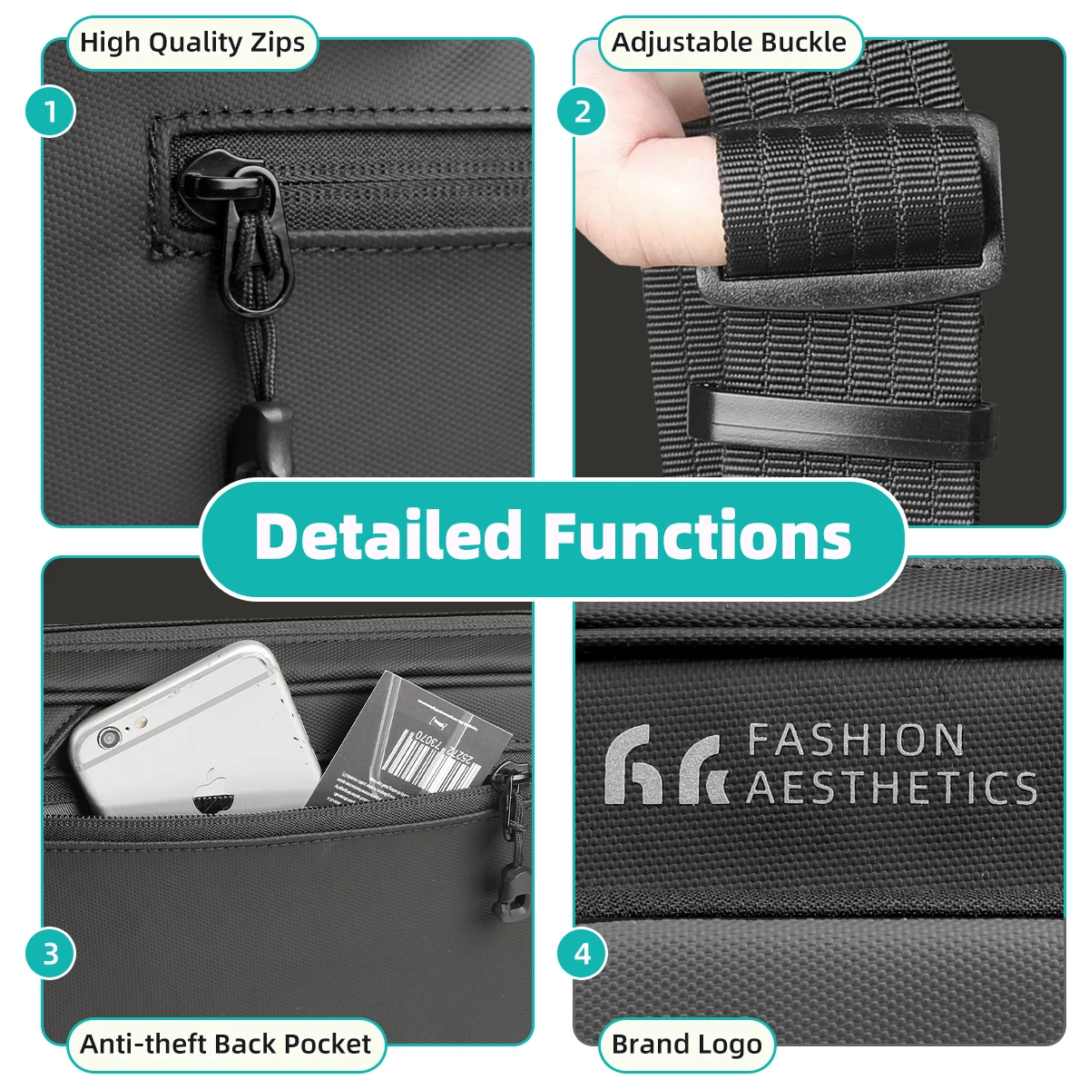 Obrázek 3: HK lehoučké crossbody brašna pro muži vodotěsný bedra kurýr brašna kompatibilní s kapesní hra konzole cestovní komora pouch