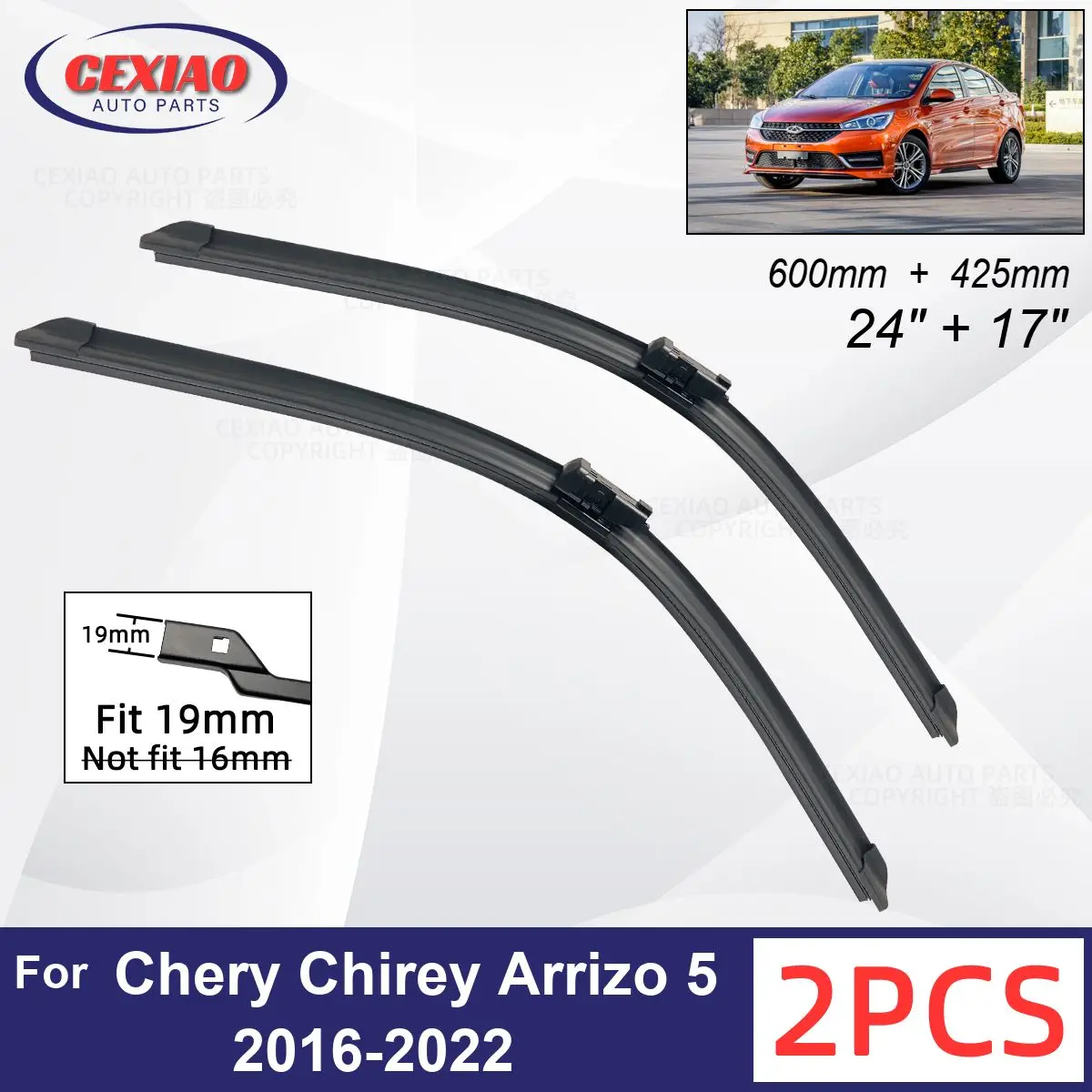 

Car Wiper For Chery Chirey Arrizo 5 2016-2022 Front Wiper Blades Soft Rubber Windscreen Wipers Auto Windshield 600mm + 425mm