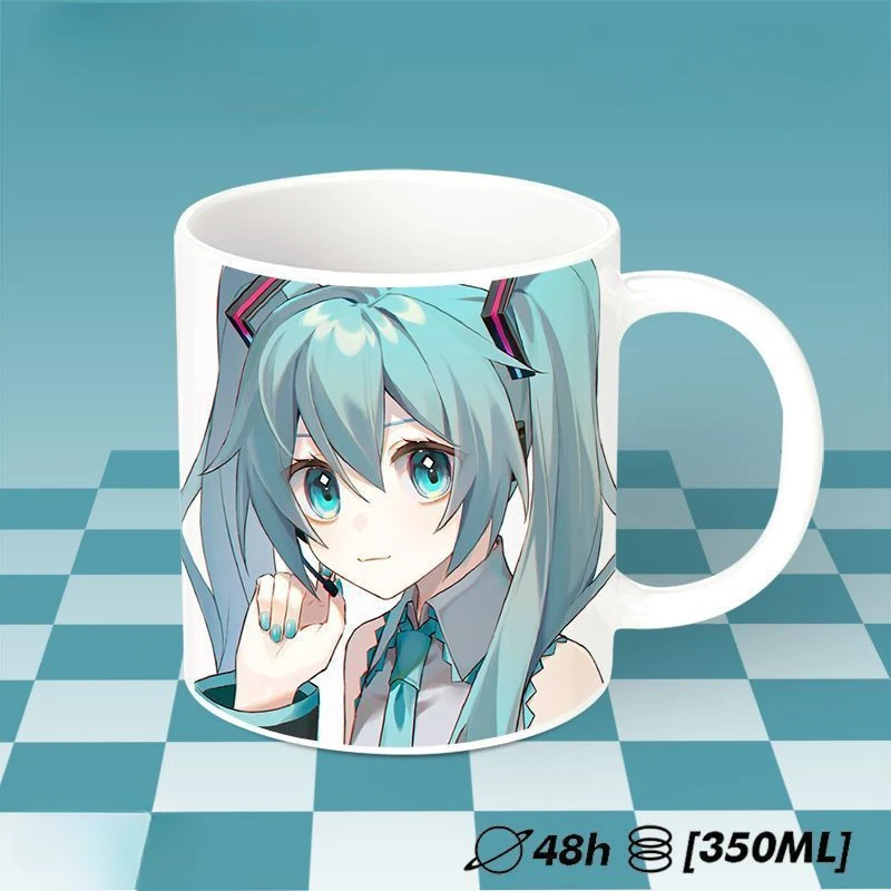 อะนิเมะสองมิติถ้วยน้ําH Atsune Mikuสร้างสรรค์รุ่นQสุดน่ารักมูลค่าสูงแก้วนมถ้วยสํานักงานเดสก์ท็อปเครื่องประดับของขวัญ