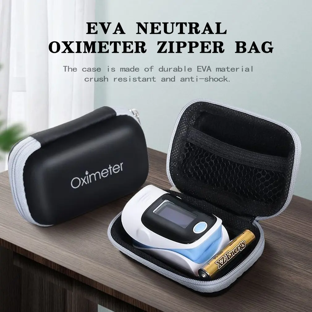 Hard EVA Portable SpO2 Finger Pulse Oximeter Pouch Bag Carrying Case Earphones Data Cable Zipper Storage Bag for Travel