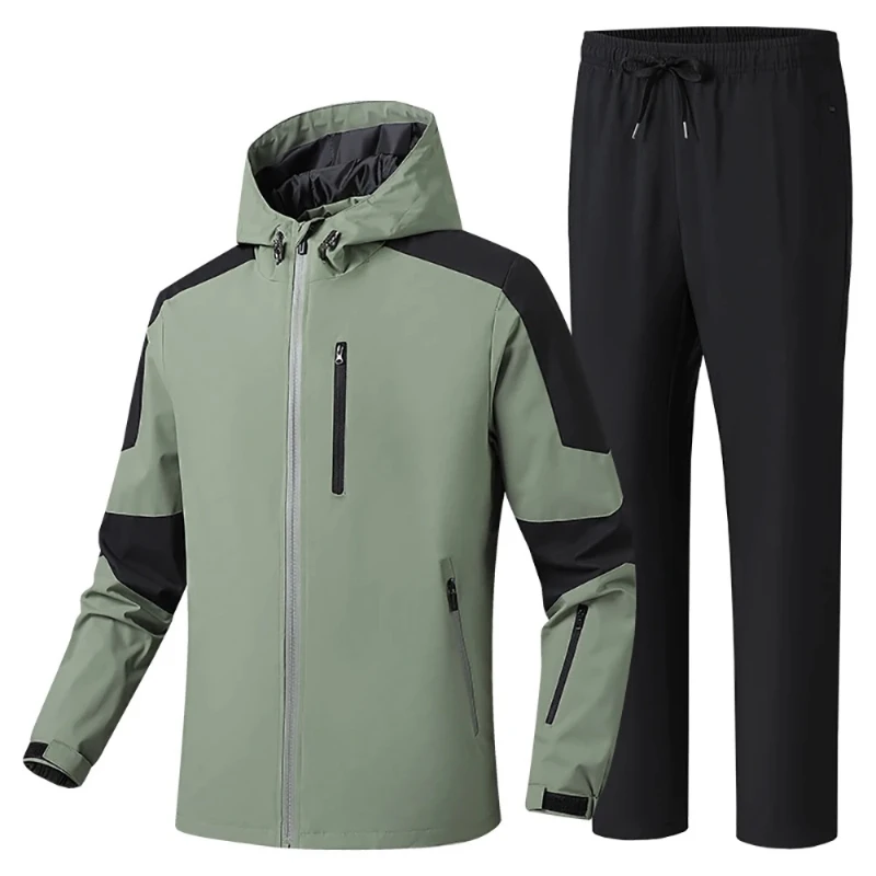 

New Men's Waterproof Mountaineering Tracksuit Outdoor Training Sets Men Clothing Windproof Windbreaker Jacket Pants Suit Sets