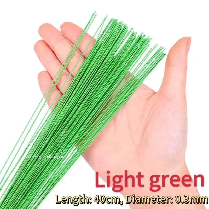 100/500/1500 stücke 40 cm Floral Stem Draht Handwerk Dunkelgrüner Draht Für Floristen Blumenarrangement Für DIY Material Handgemachte Accessoies – Detail 2