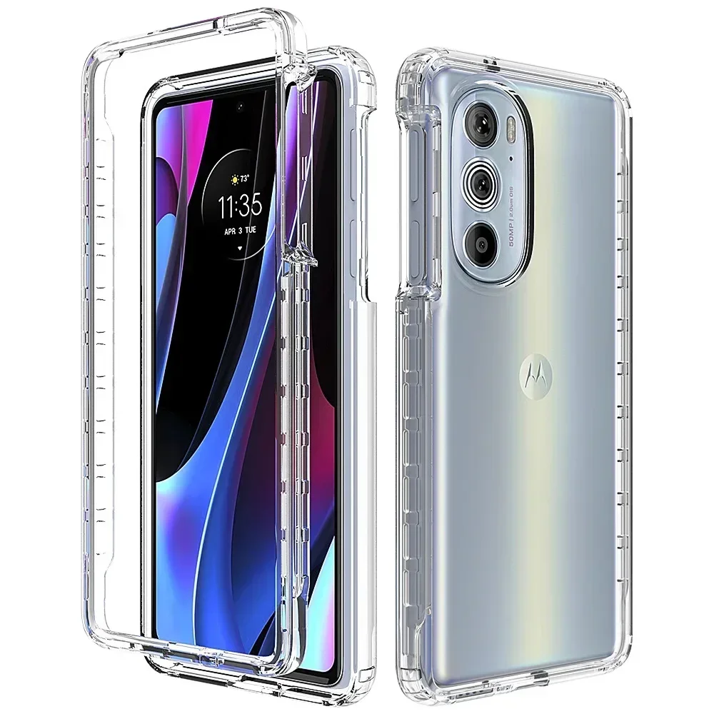 Transparent Case for Motorola Moto Edge 30 Pro Edge30 EdgePlus 2022 Hybrid Shockproof Shell 2in1 Crystal Clear Cover Funda Capa