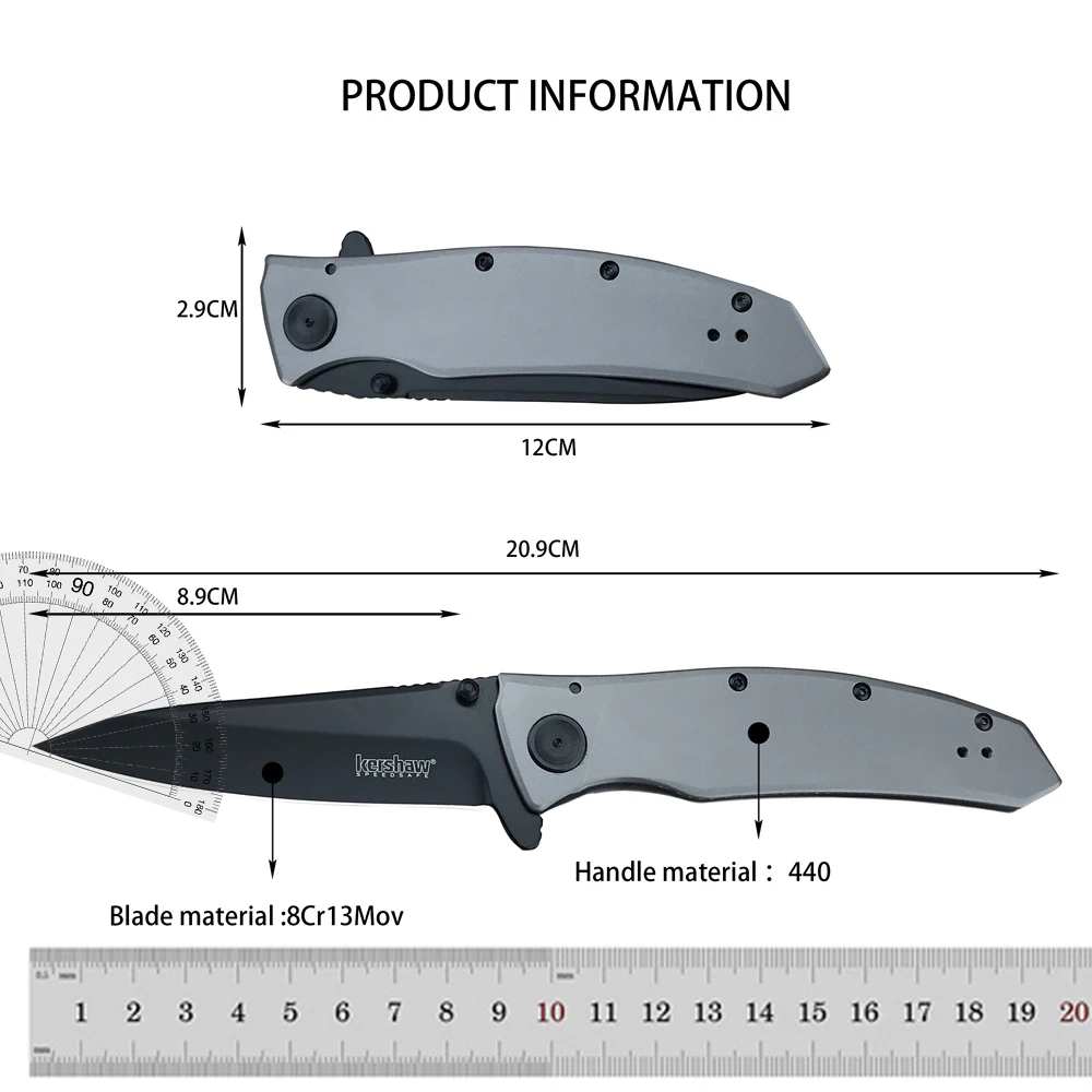 KS Brawler 1990 Folding Knife Camping Hunting 8Cr13Mov Blade Nylon Fiber Handle Self-defense Utility EDC Tactical Pocket Knife