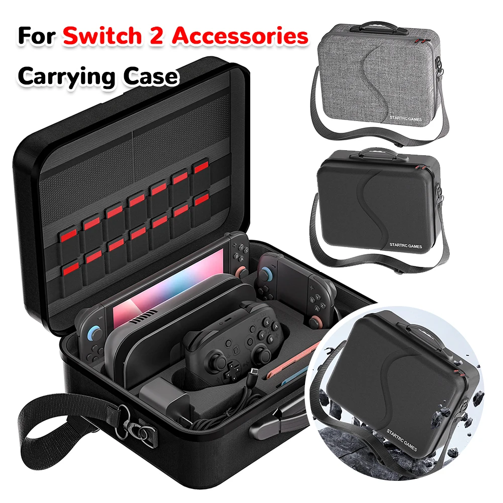 Carrying Case with Handle and Shoulder Strap Portable Storage Bag Waterproof and Shockproof Travel Case for Nintendo Switch2