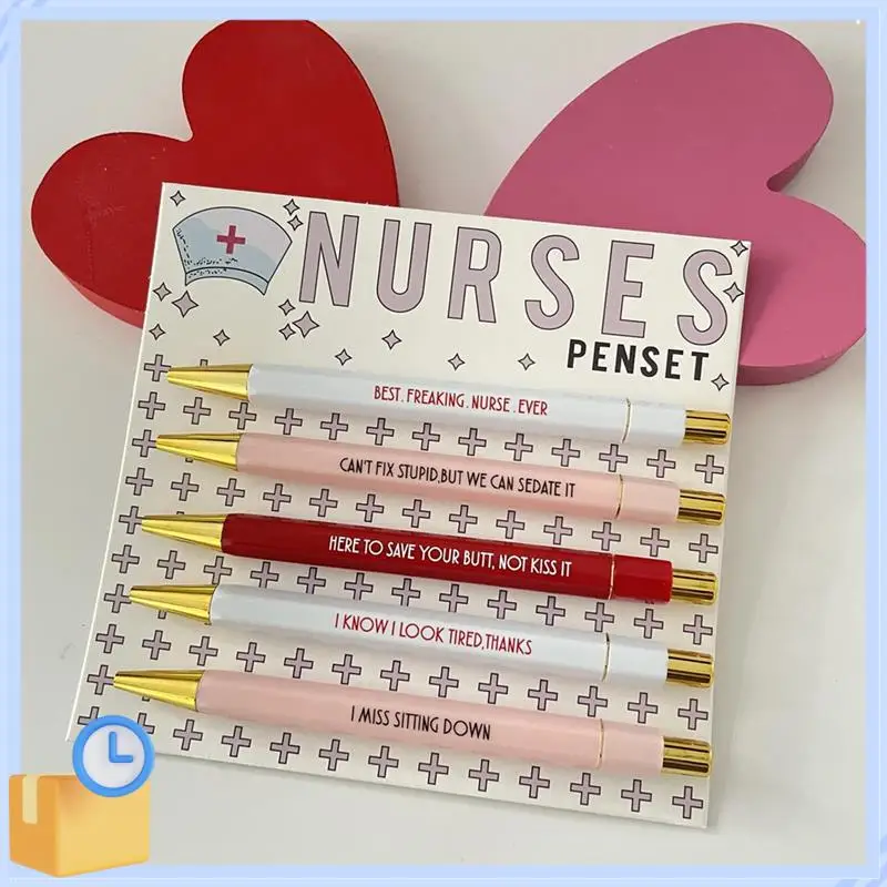 Popular 5 PCS Nurses Pen With Mood Word Multifunctional Portable Funny Nurses Ballpoint Pen Set As Shown Plastic
