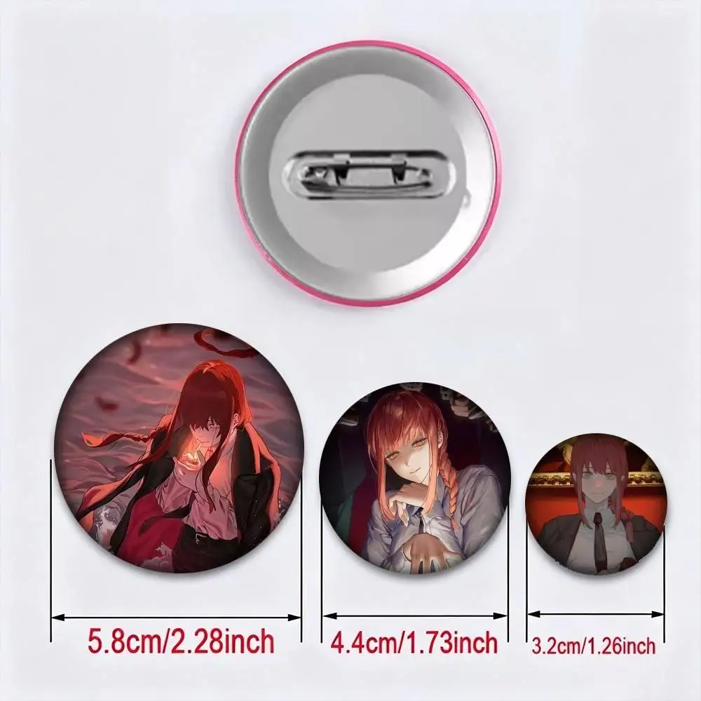 C-Chainsaw Man Makima 25 32 44 58 75mm Badges Personalized Round Brooches Pins Accessory Gift