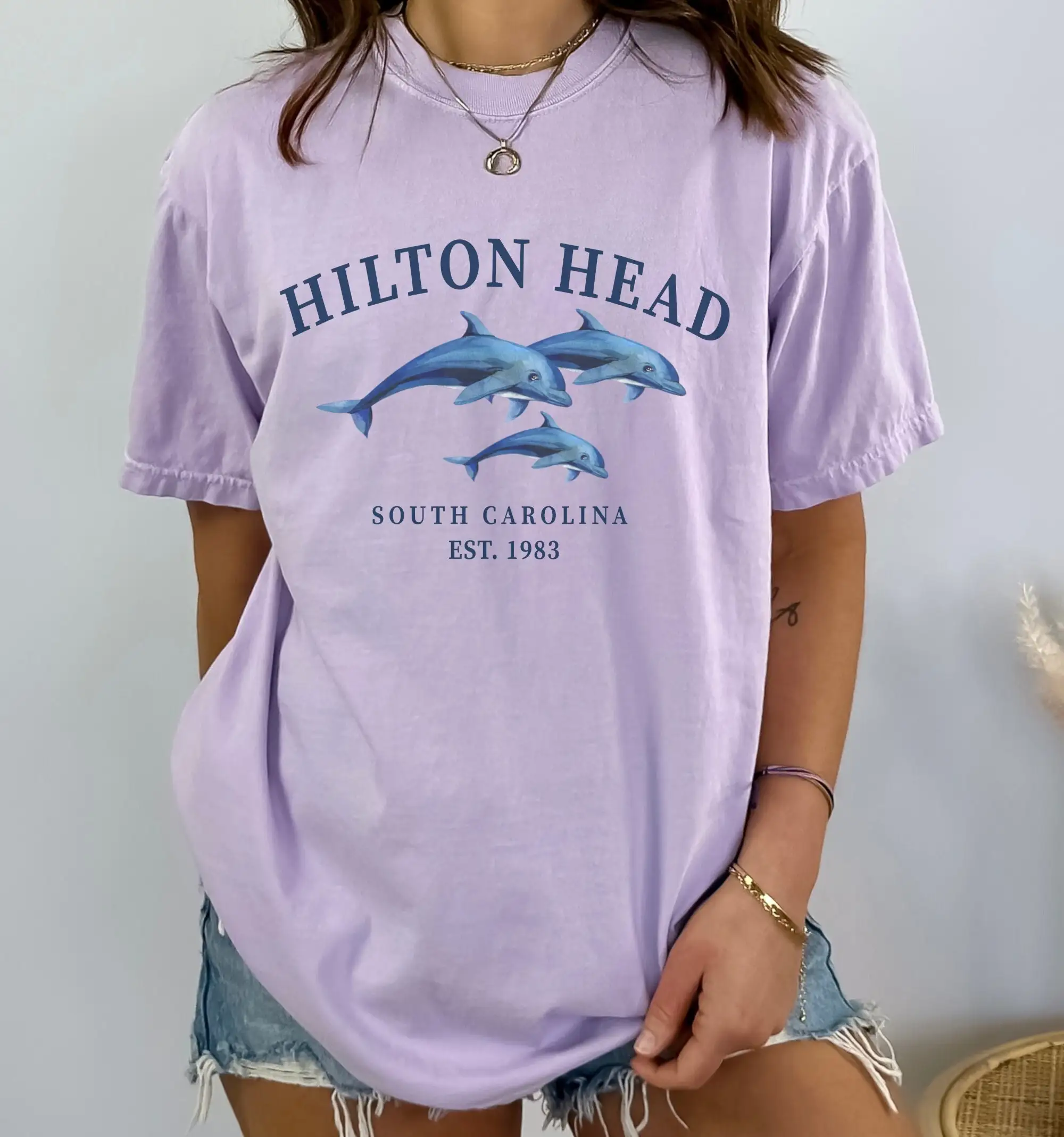 Hilton Head Dolphin T Shirt Womens South Carolina Beach East Coast